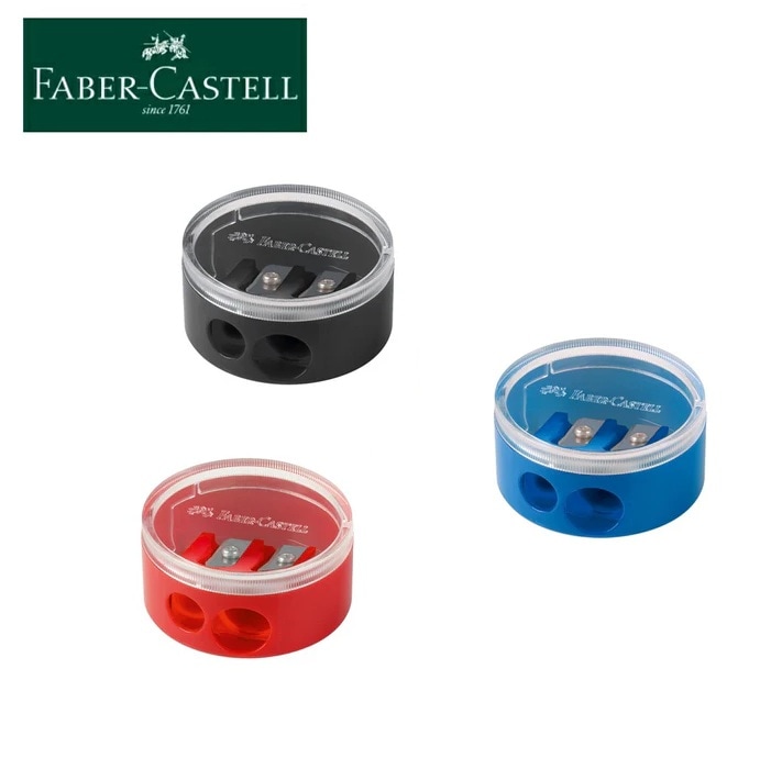 Faber-Castell シャープナー キッズ プラ 2穴シャープナー 【品番】185418　レッド　ブルー　ブラック アソート 1個入り