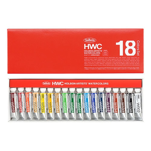 【特価セール】ホルベイン 透明水彩絵具 W442 15ml 18色セット 344 ホルベイン 透明水彩絵具 5ml W403 18色セット | 画材・コミック・用紙