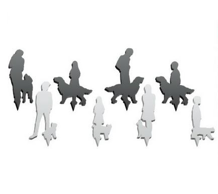 シルエット人形 アクリル(黒・白)人と犬猫 (1/100 1/200) 8種各1個