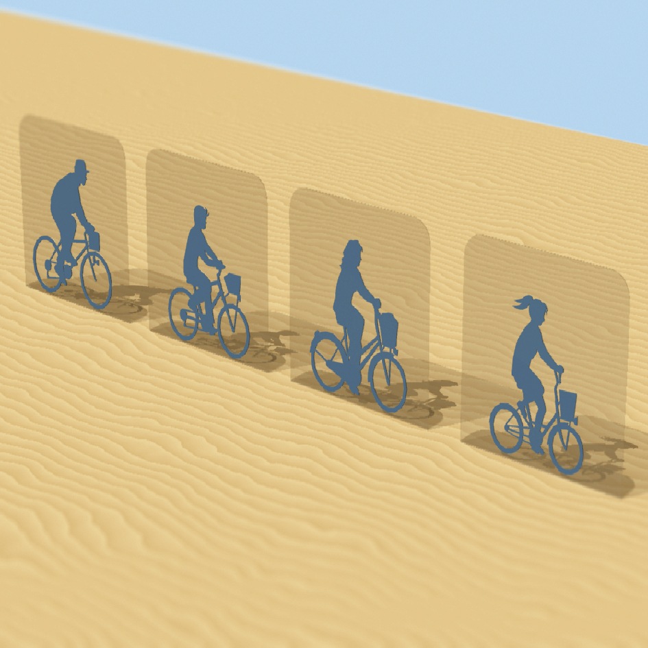 ジオラマ 1/100 1/200 シルエット人形自転車       (4種×3個)