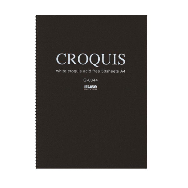 muse ミューズ　ホワイトクロッキーブック  黒 A4