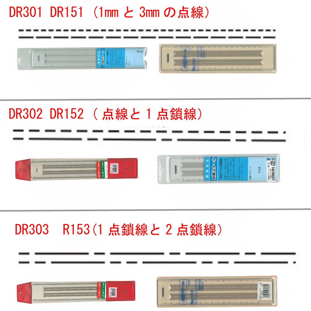 点線と鎖線 ■15cm　DR152　（点線と1点鎖線）
