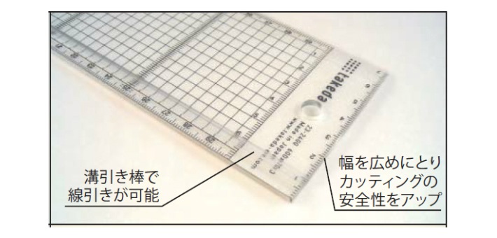 方眼カッティング定規 方眼5mm 長さ400mm×幅60mm 【23-2403】