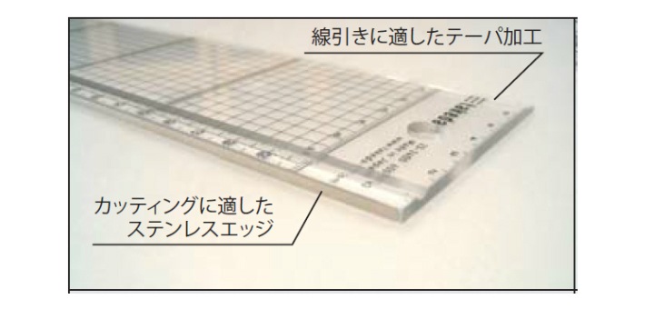 方眼カッティング定規 方眼5mm 長さ400mm×幅60mm 【23-2403】