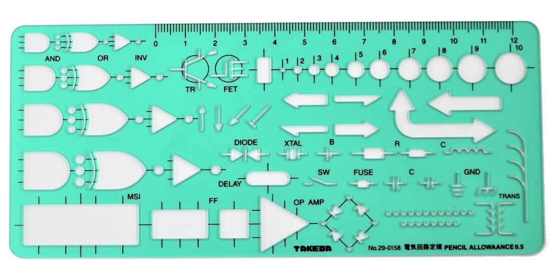 テンプレート 電気回路定規【29-0158】 | テンプレート,機械