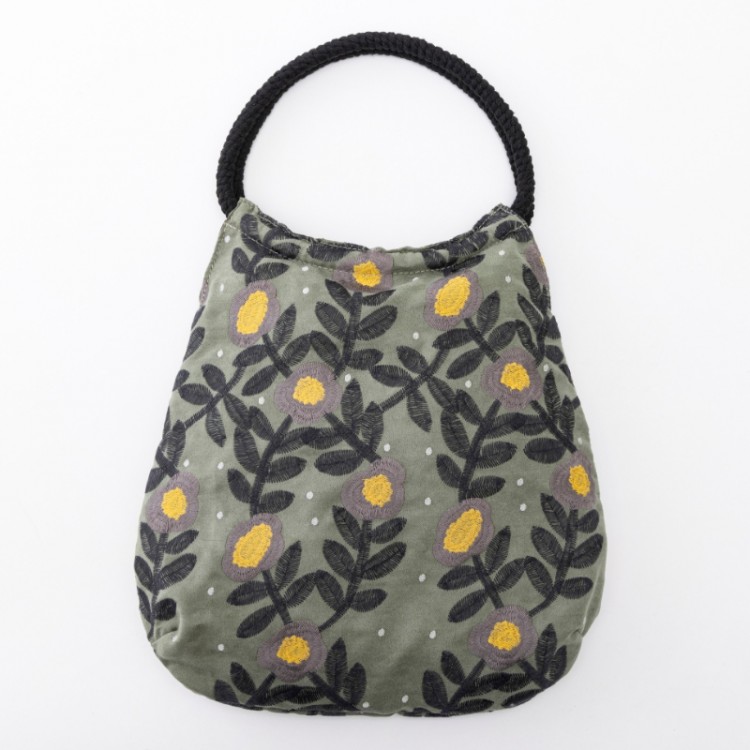 kippis 刺しゅうラウンドトートバッグ Lentokukka smoke green | 商品