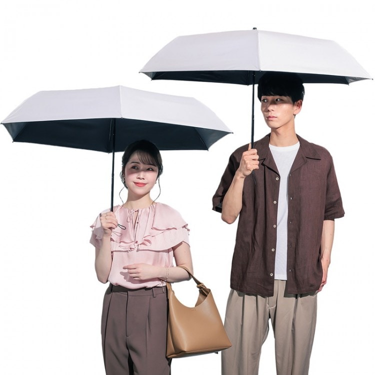 SUN DEFENCE 腕までしっかり隠れる！ 大きな遮光日傘 GREIGE ver