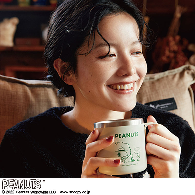 ローソン限定付録【スヌーピー×ロゴス 真空断熱マグタンブラー サンド