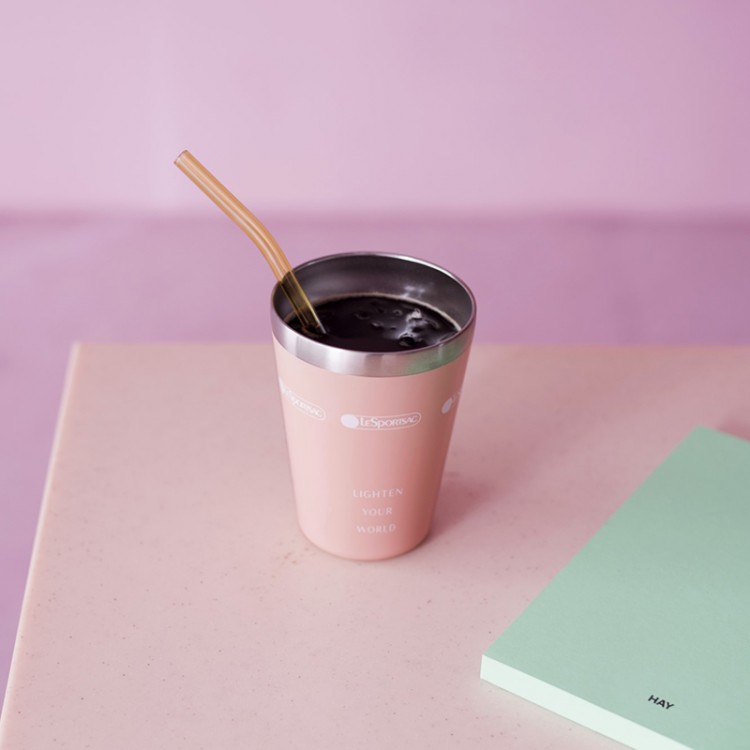 LESPORTSAC COLLECTION BOOK CUP COFFEE TUMBLER/PINK：3/27発売【ファミリーマート限定付録】レスポートサック カップコーヒータンブラー/ピンク