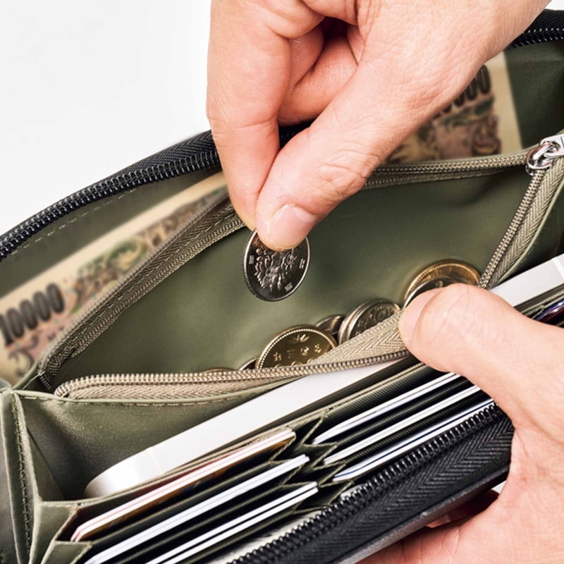 【MonoMaster モノマスター 1月号 雑誌付録】HAMILTON ハミルトン スマホも入る じゃばら式 整理 収納 長財布