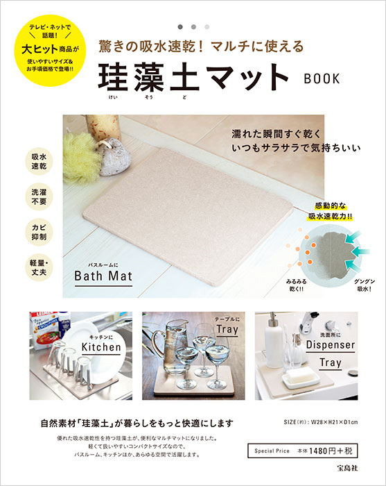 驚きの吸水速乾！ マルチに使える珪藻土（けいそうど）マット BOOK