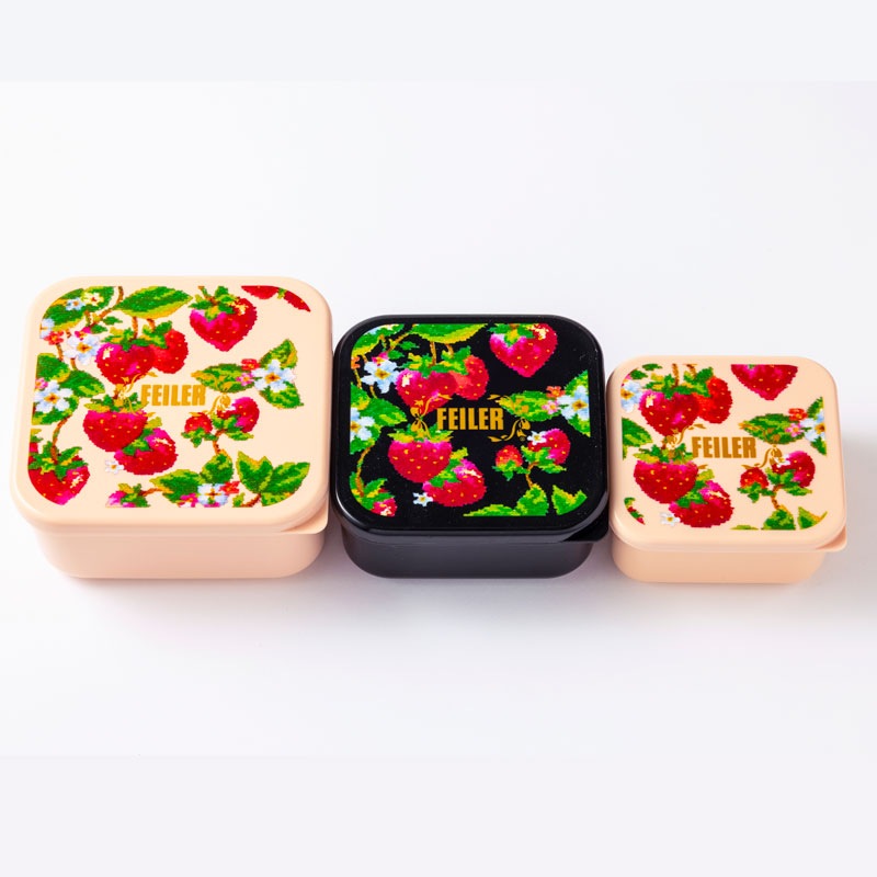 【InRed インレッド 2021年12月号宝島チャンネル限定号】フェイラー ストロベリーフィールド 食品も雑貨も入れられるイチゴ柄コンテナ 3個セット
