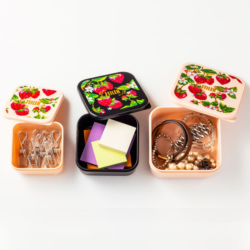 【InRed インレッド 2021年12月号宝島チャンネル限定号】フェイラー ストロベリーフィールド 食品も雑貨も入れられるイチゴ柄コンテナ 3個セット