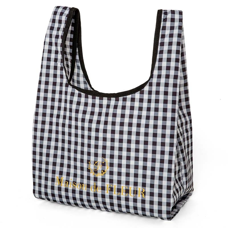 【ローソン限定 メゾンドフルール】エコバッグセット ブラック ギンガムチェック