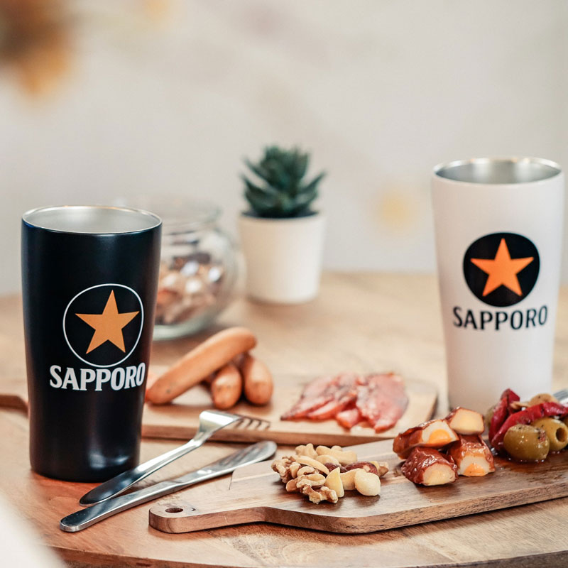 【セブンイレブン限定 ムック本 付録】サッポロ生ビール黒ラベル真空・断熱タンブラー ブラック ホワイト
