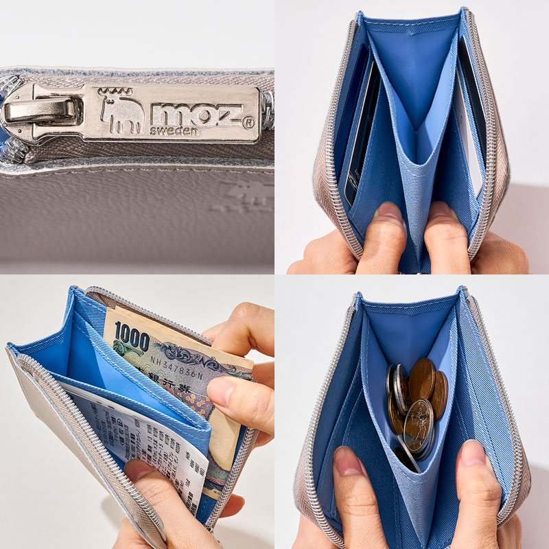 【セブンイレブン限定付録】moz(モズ)整理上手な牛革コンパクト財布グレーver.