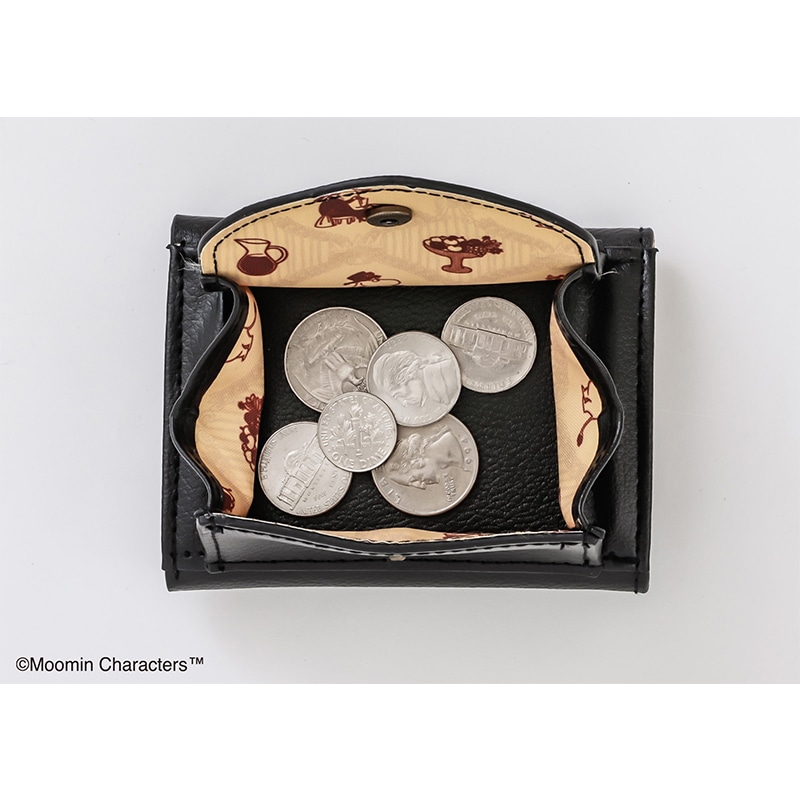 【ムーミン ムック本 付録】牛革三つ折りコンパクト財布 ブラック