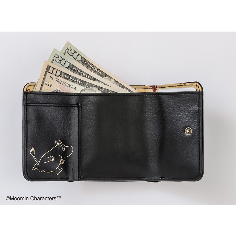 【ムーミン ムック本 付録】牛革三つ折りコンパクト財布 ブラック