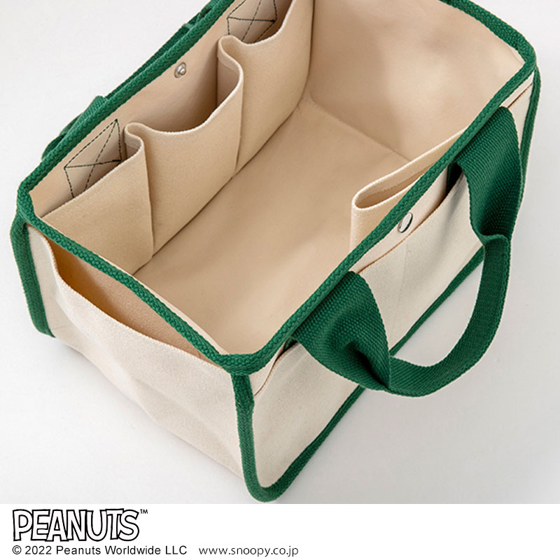 SNOOPY整理収納できるインテリアトートバッグGREEN:8/26発売【ムック本付録】整理収納できるインテリアトートバッグ GREEN