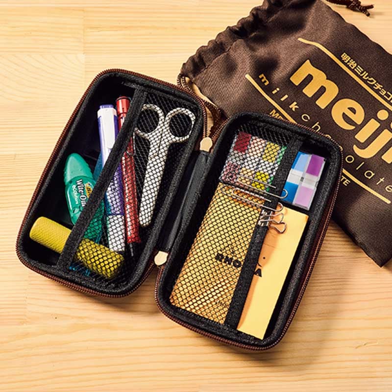 【セブンイレブン限定 MonoMax モノマックス 2022年1月号 増刊 雑誌付録】明治ミルクチョコレート チョコレート形ハードケース&ポーチ