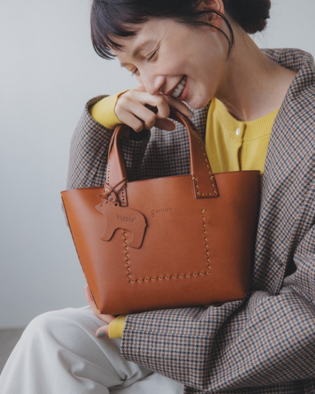 kippis×kazumi×genten特別コラボ アマーノ トートバッグ S ブラウン