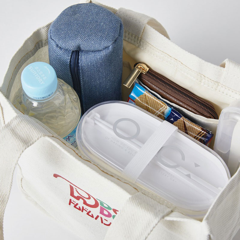 【ドムドムハンバーガー FANBOOK ムック本 付録】ドムドムハンバーガー 2点セット レトロデザインランチトート どむぞうくんぬいぐるみポーチ