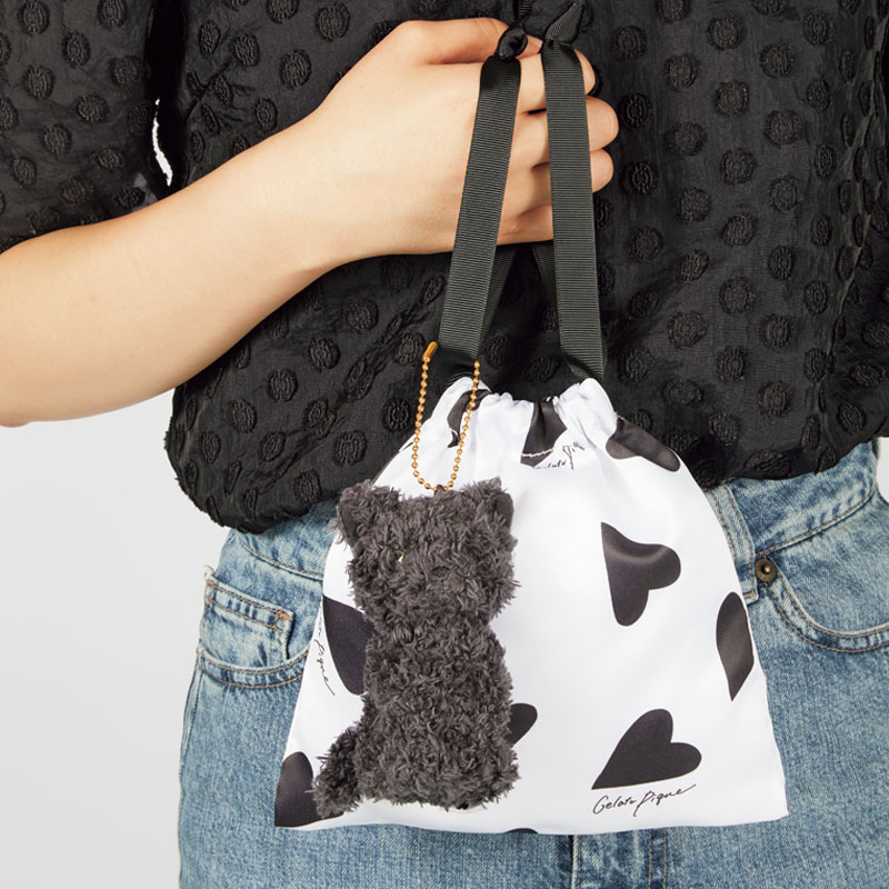 【sweet(スウィート)10月号 雑誌付録】ジェラートピケ ふわふわネコチャーム&ハート柄巾着 9月10日発売