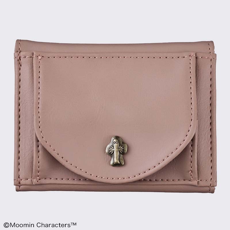 【ファミリーマート ムーミン ムック本 付録】三つ折りコンパクト財布 ピンクベージュ リトルミイ