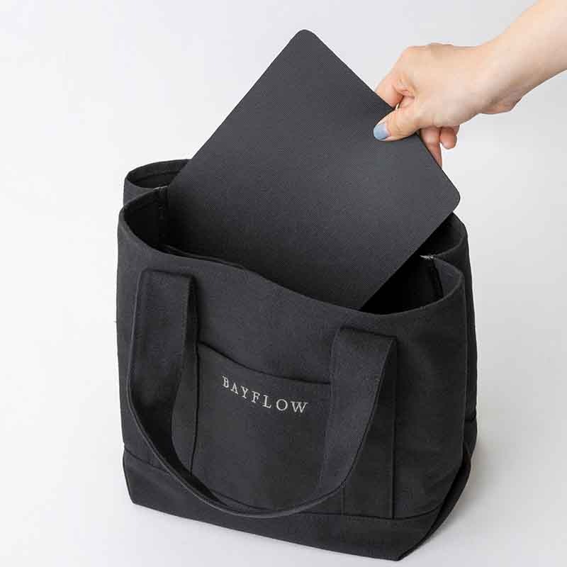 BAYFLOW ��Ǽ5�ݥ��å� LOGO TOTE BAG BOOK BLACK/GRAY