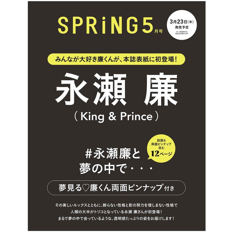SPRiNG 2023年5月号(雑誌)【付録】夢見る♡廉くん両面ピンナップ