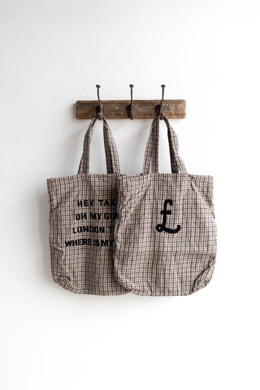 R&D.M.Co- (OLDMAN'S TAILOR) | LINEN GUN CLUB CHECK TOTE BAG 公式