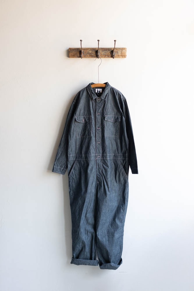 Yarmo ヤーモ | Boiler Suit Indigo Chambray Col : Indigo×Pink 公式