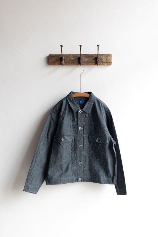 Yarmo ヤーモ | Indigo Chambray Work JK Col : Indigo×Pink St
