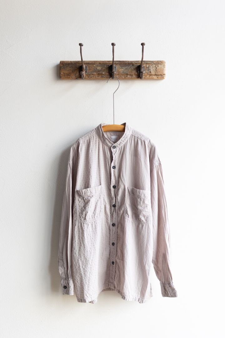 未使用 26SS メゾンドソイルオム maison de soil HOMME AUTLOOM LINEN/COTTON PLAIN OVERDYE OPEN COLLAR  シャツ 1｜【2400014917864】 IMDSH2611LCD(シャツ) AUTLOOM LINEN/COTTON PLAIN OVERDYE OPEN