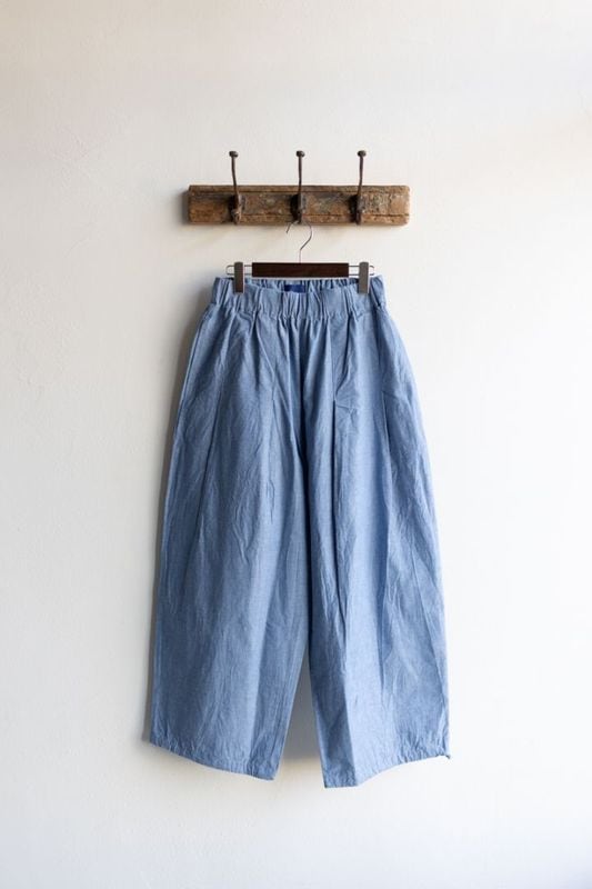 Yarmo ヤーモ | Wide Tuck Easy PT_Dungaree Col : Sax