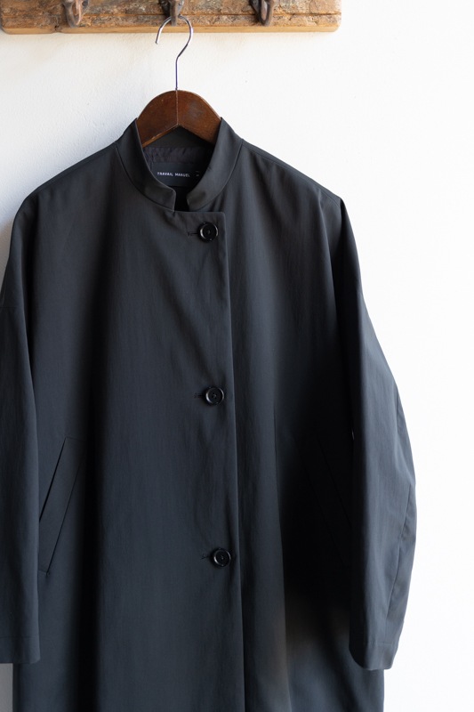 travail manuel スプリットツイル マオカラーコート M ブラック TRAVAIL MANUEL_スプリットツイルマオカラーコート | Fuzzy Clothed