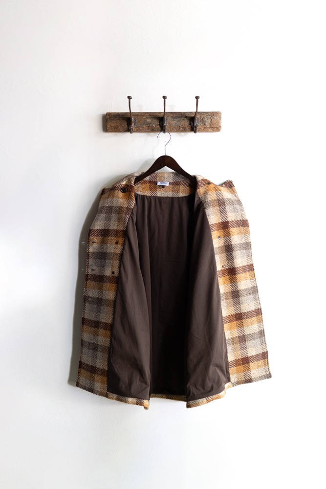 ARMEN アーメン | WOOL CHECK OVERSIZED MIDI PEA COAT WITH LINING