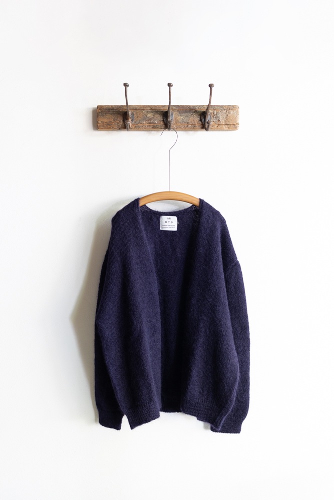 HTS (HARROW TOWN STORES) | MOHAIR NO-BUTTON CARDIGAN Col : PURPLE