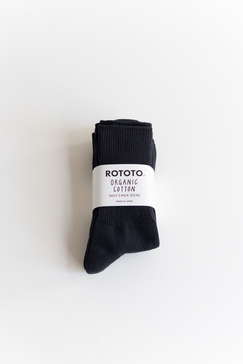 ROTOTO ロトト | ORGANIC DAILY 3 PACK RIBBED CREW SOCKS