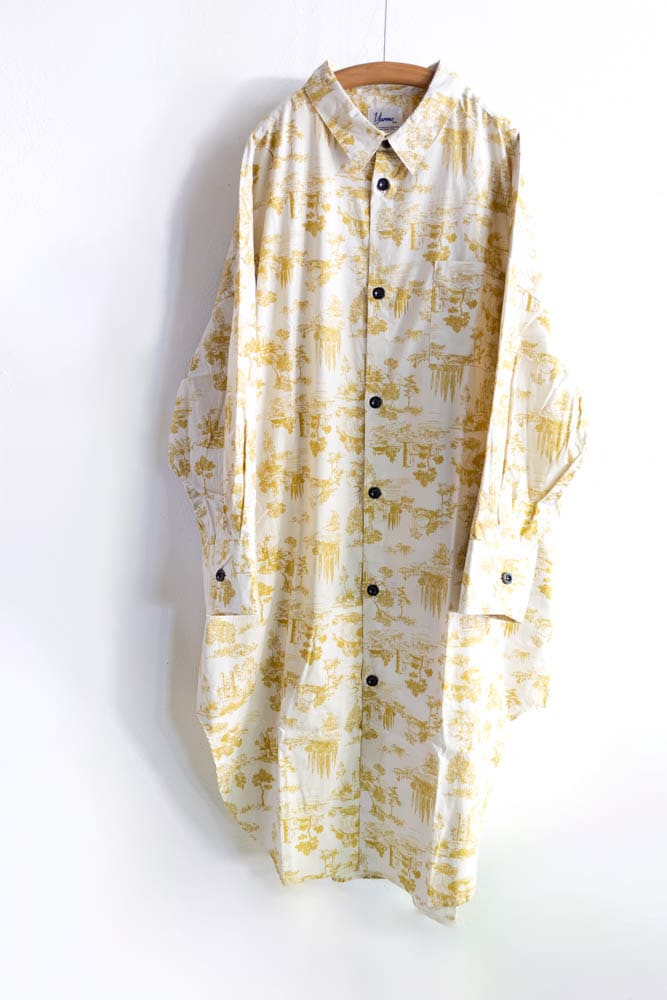 定価3.6万 新品 Yarmo Gather Tunic Shirts イエロー Yarmo ヤーモ | Big Cuff Oversized Shirts_40S Print 通販