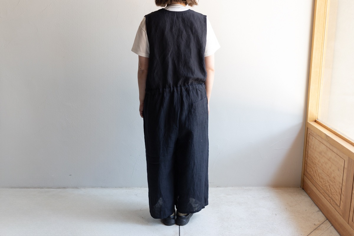 SOIL ソイル | 60s LINEN PLAIN NO/SL OVERALLS Col : BLACK 公式通販