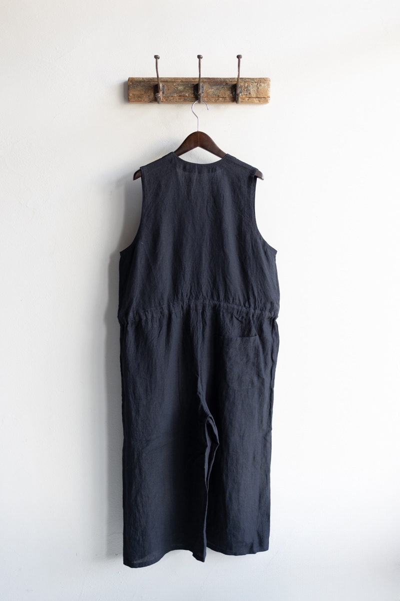 SOIL ソイル | 60s LINEN PLAIN NO/SL OVERALLS Col : BLACK 公式通販