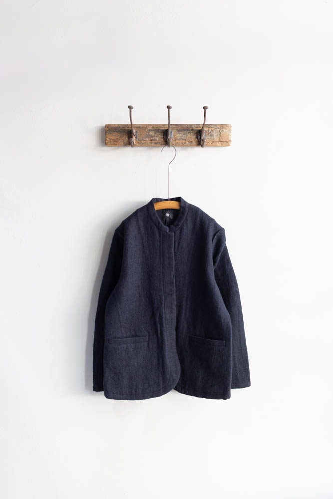 maison de soil メゾンドソイル | WOOL COTTON STAND COLLAR FLY FRONT