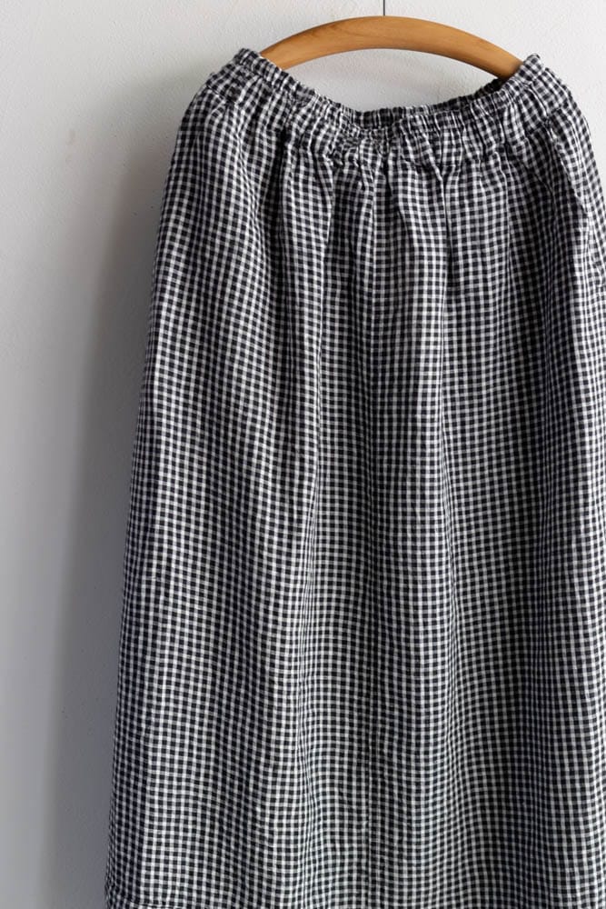 SOIL ソイル | 60s LINEN CHECK EASY SKIRT Col : BLACK×OFF