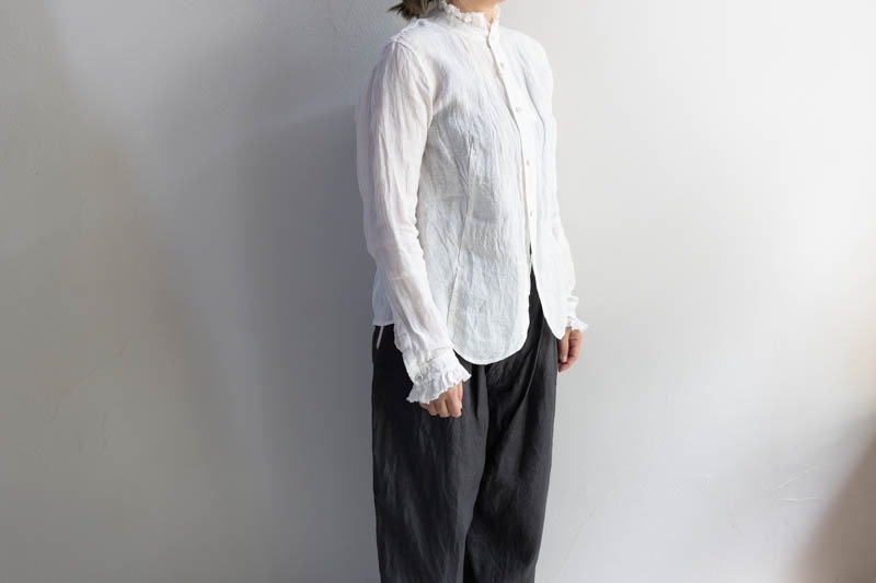R&D.M.Co- (OLDMAN'S TAILOR) | LINEN HEMP GAUZE FRILL COLLAR SHIRT