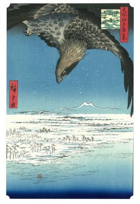 ミャクミャク 手ぬぐい 名所江戸百景 深川洲崎十万坪 浮世絵　万博 ミャクミャク 手ぬぐい 名所江戸百景 深川洲崎十万坪 浮世絵