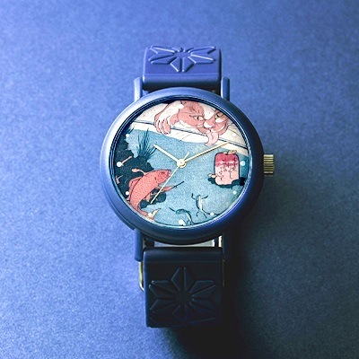 金魚鉢 金魚 江戸文字 腕時計 金魚鉢の金魚 江戸文字 腕時計