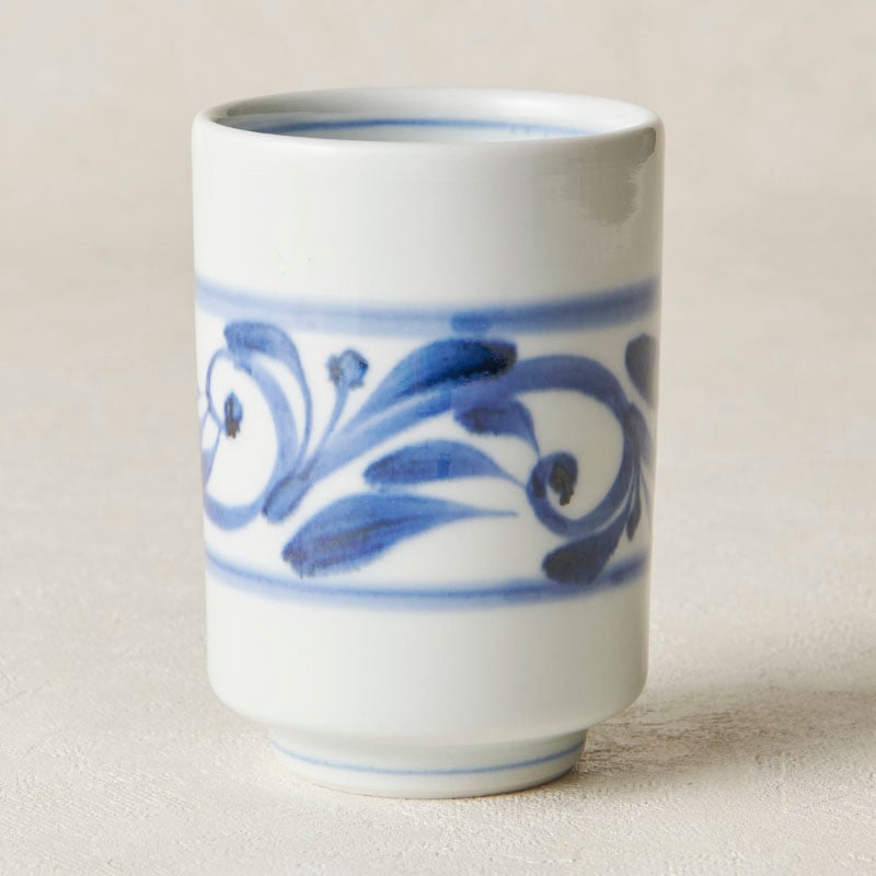 美品　砥部焼　千山窯　2枚セット 砥部焼 千山窯 おにぎり皿（唐草）【砥部焼通販e-tobeyaki.com】