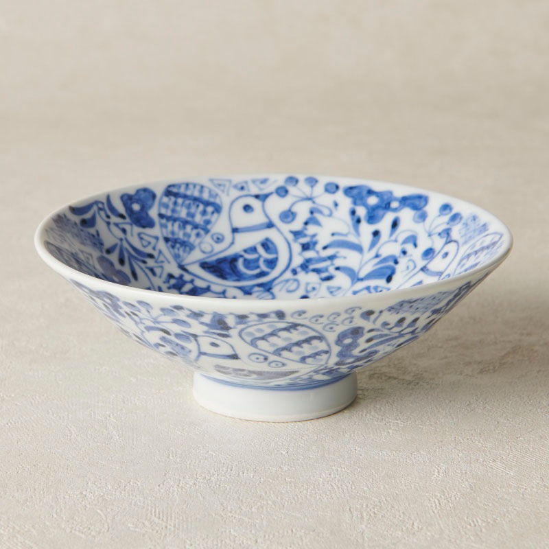 砥部焼 陽貴窯】平茶碗大 鳥更紗 | タイプ別,碗,飯碗 | 砥部焼通販