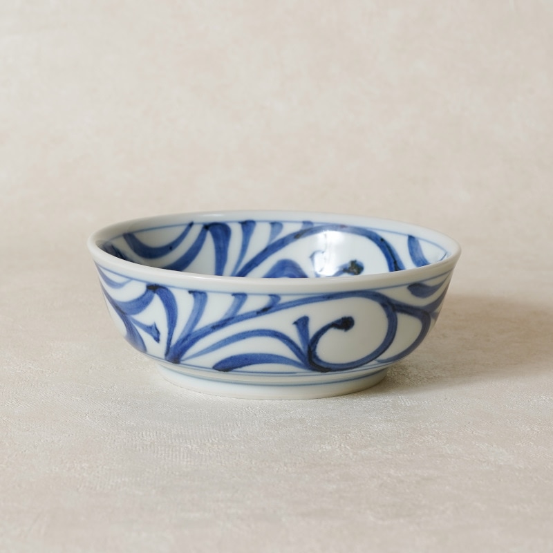 砥部焼 梅山窯】4.7寸平鉢 内外唐草 | 窯元別,梅山窯 | 砥部焼